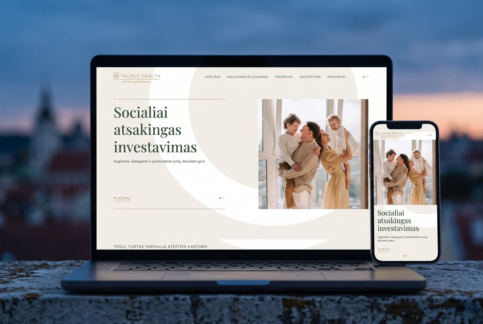 The Taurus Wealth website on a laptop and a phone